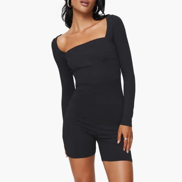 Princess Polly Sara Romper Long Sleeve Black Size 2 - Picture 5 of 7